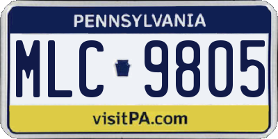 PA license plate MLC9805
