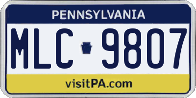 PA license plate MLC9807