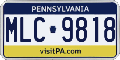 PA license plate MLC9818