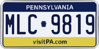 PA license plate MLC9819