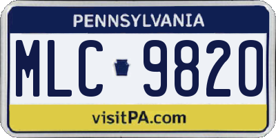 PA license plate MLC9820