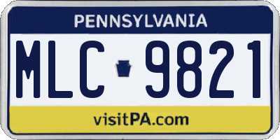 PA license plate MLC9821