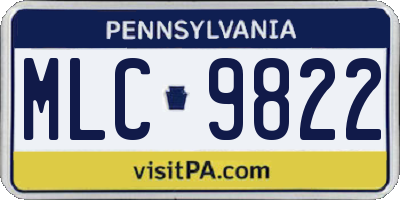 PA license plate MLC9822