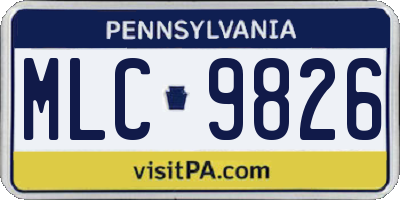 PA license plate MLC9826