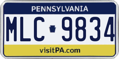 PA license plate MLC9834