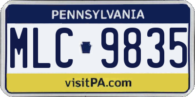 PA license plate MLC9835