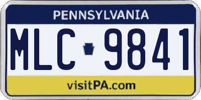 PA license plate MLC9841