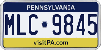 PA license plate MLC9845