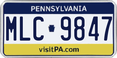PA license plate MLC9847