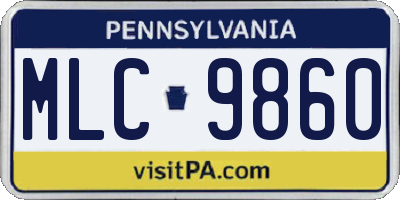 PA license plate MLC9860
