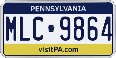 PA license plate MLC9864