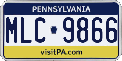 PA license plate MLC9866