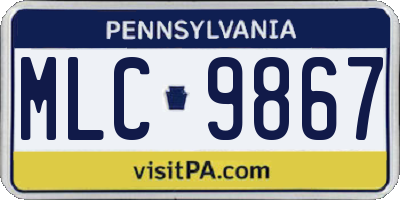 PA license plate MLC9867