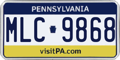 PA license plate MLC9868