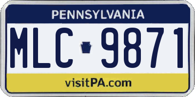 PA license plate MLC9871