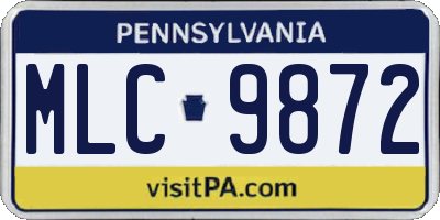 PA license plate MLC9872