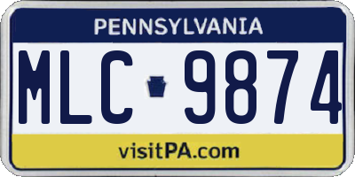 PA license plate MLC9874