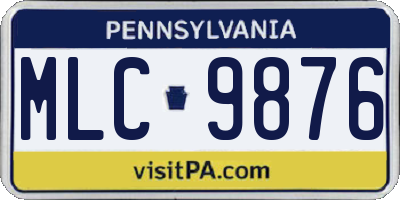 PA license plate MLC9876
