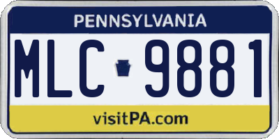 PA license plate MLC9881