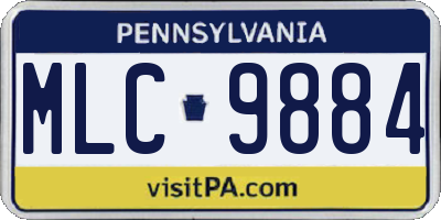 PA license plate MLC9884