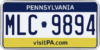 PA license plate MLC9894