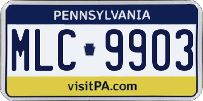 PA license plate MLC9903