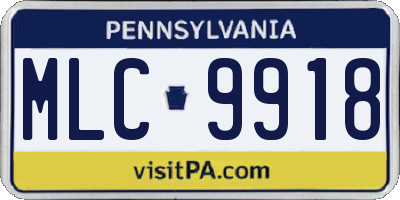 PA license plate MLC9918