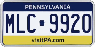 PA license plate MLC9920