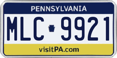 PA license plate MLC9921