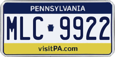 PA license plate MLC9922