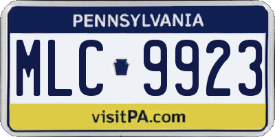 PA license plate MLC9923