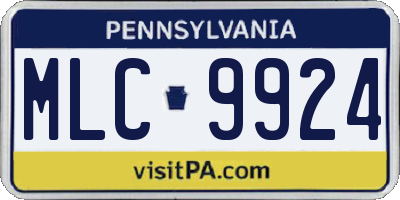 PA license plate MLC9924