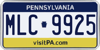 PA license plate MLC9925