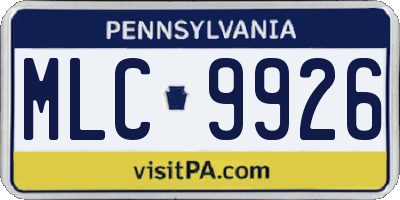 PA license plate MLC9926