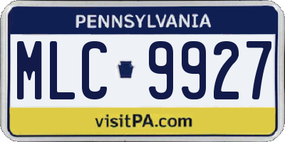 PA license plate MLC9927