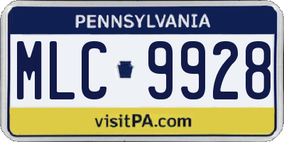 PA license plate MLC9928