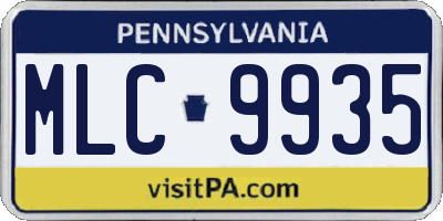 PA license plate MLC9935