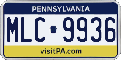 PA license plate MLC9936
