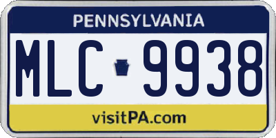 PA license plate MLC9938