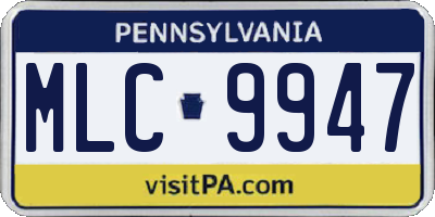 PA license plate MLC9947