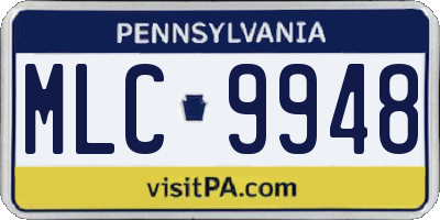 PA license plate MLC9948