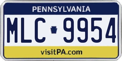 PA license plate MLC9954