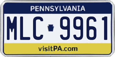 PA license plate MLC9961