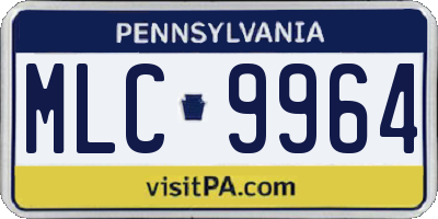 PA license plate MLC9964