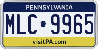 PA license plate MLC9965