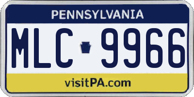 PA license plate MLC9966