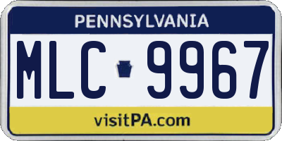 PA license plate MLC9967