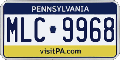 PA license plate MLC9968