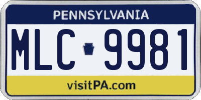 PA license plate MLC9981