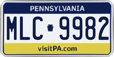 PA license plate MLC9982